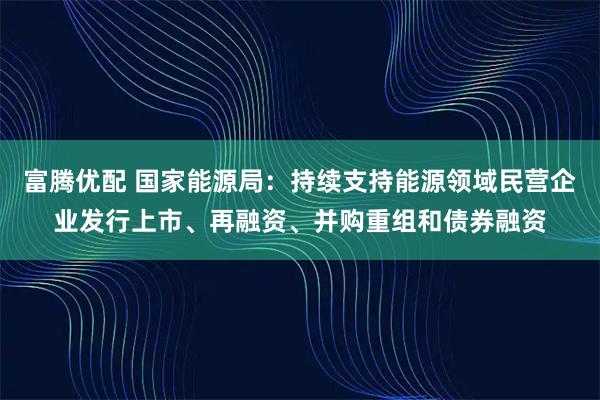 富腾优配 国家能源局：持续支持能源领域民营企业发行上市、再融资、并购重组和债券融资